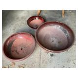 Three stoneware planter pots