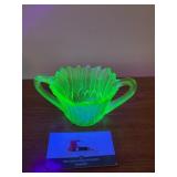 Uranium glass lily pons sugar dish