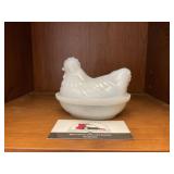Milk Glass Hen on a Nest