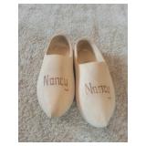 Wooden clog shoes engraved