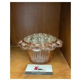 Vintage Pink Depression Glass Vase with Flower