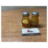 Amber coin glass salt and pepper shakers