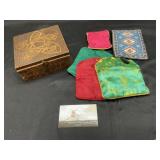 Wood a jewelry Box and pouches