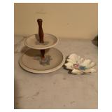 Tiered dish and glass leaf dish