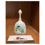 Fenton Snowman Music Box Bell