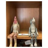 Wooden Elephant and Rooster Shelf Sitters