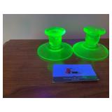Uranium glass candle holders