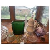 Vases, flowers frogs, misc