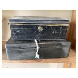 Two vintage lock boxes with keys