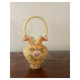 Fenton satin glass basket