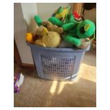Tub of stuffed animals