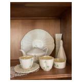 Vintage Belleek shamrock porcelain dishes