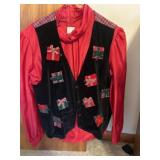 Size 14 Silk Top with Christmas vest