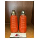 MCM Orange Glass Salt and Pepper Shakers
