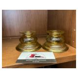 Amber Glass Candlestick Holders