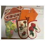 Vintage hot pad holders and casserole carrier