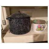 Enamel pot and ice creamer