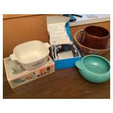 GPS, slicer, Corelle, and bowls