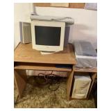 Vintage computer, desk, printer