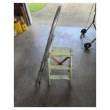 Wooden step stool with aluminum step ladser