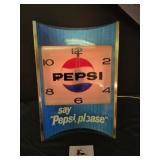 Vintage light up Pepsi clock