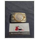 Peace silver dollar belt buckle