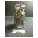 Glass Atlas jar of marbles