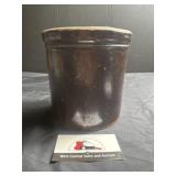 Brown stoneware crock