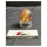 German Handmade yellow latticino swirl marble 1