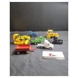 Assorted metal tractors and trailers