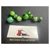 Green slag marbles