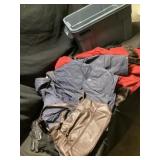 Tote of gloves, bags, and womenï¿½s coats size