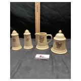 Falsgraf salt and pepper, shakers cream, and sugar