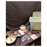 Tote with lid and DVD movies