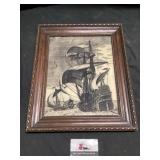 Ink on Rozen sailboat picture approximately 14 x