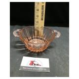 Pinky depression glass handled bowl