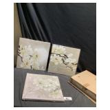 Flowers and butterfly artwork three piece sets 1