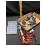 Jumper cables, paint, scrapers, miscellaneous