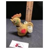 Vintage flocking covered plastic chicken bobble