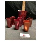 Aluminum water, pitcher, and glasses