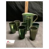 Aluminum water, pitcher, and glasses