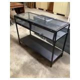 Glass top sofa table approximately 16 x 42 1/2 x