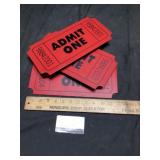 Admit, one metal tickets sign