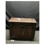 Wooden metal trunk approximately 26 x 17 x 22 tall