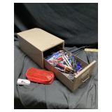 Metal drawer of pens  approximately 16 x 9 1/2 x