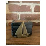 Brass sailboat coaster set