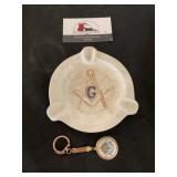 Mason masonic ash tray and key chain
