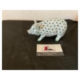 Hand painted ceramic pig painted