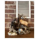 Masterpiece, porcelain moose  and elk figurines