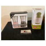 Salt and pepper grinder set and herb grinder